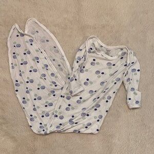 GooseWaddle Bamboo Blend Baby Gown 0–3M – Polka Dot Print